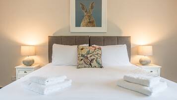 4 bedrooms, laptop workspace, iron/ironing board, free cots/infant beds