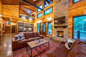 Smart TV, fireplace, video games, foosball