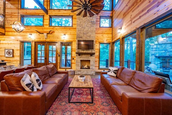 Smart TV, fireplace, video games, foosball