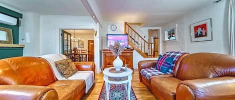 TV connectée, cheminée, Netflix, livres