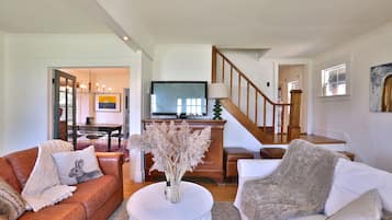 Smart TV, fireplace, Netflix, books