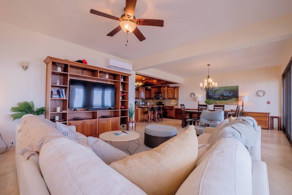 Villa, 3 Bedrooms, Sea View (Tortuga) | Living area | 50-inch Smart TV with cable channels, TV