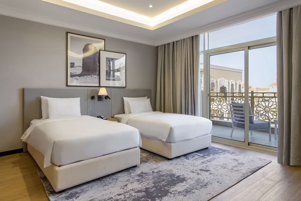 minibar, desk, laptop workspace, blackout curtains