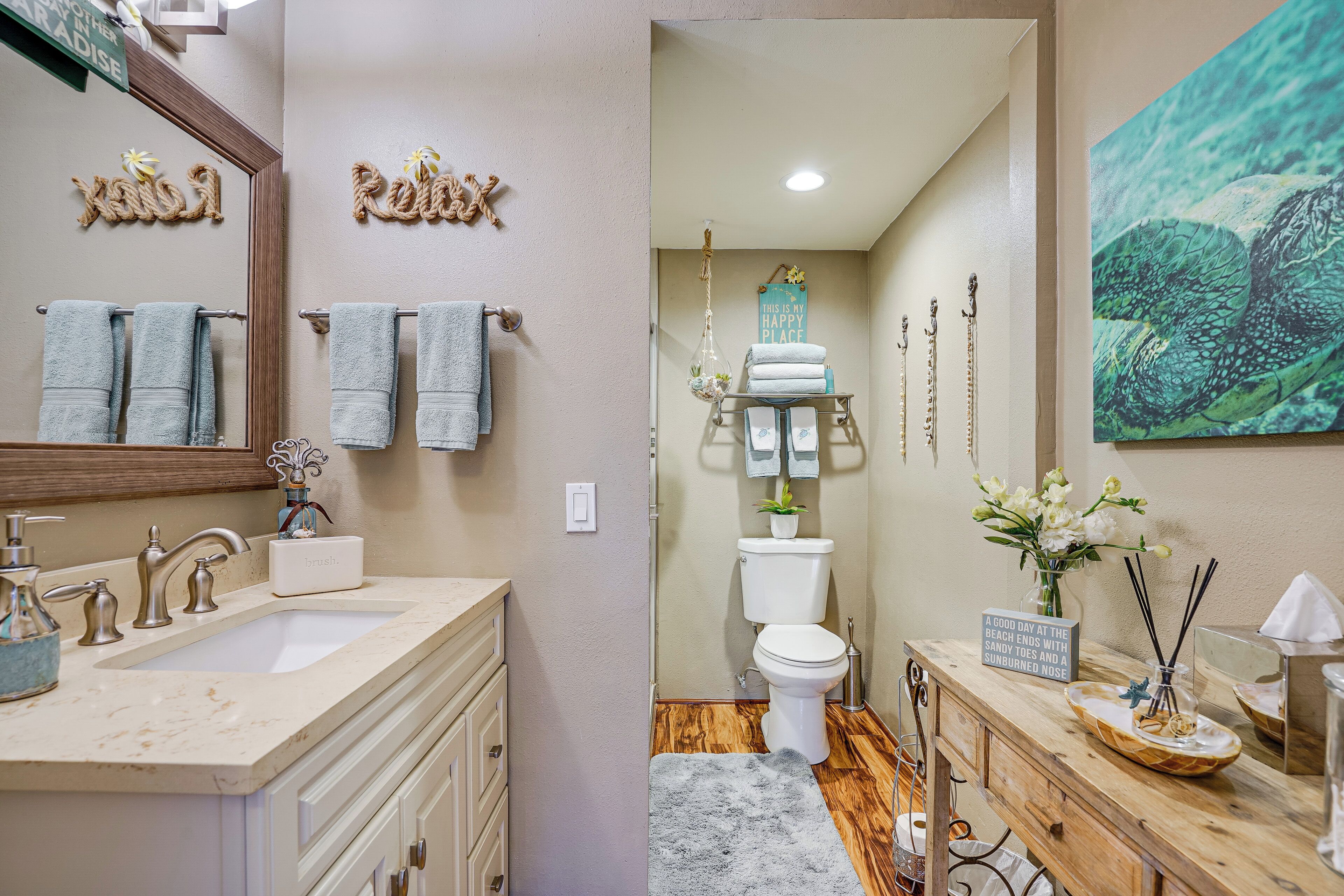 Free toiletries, hair dryer, towels