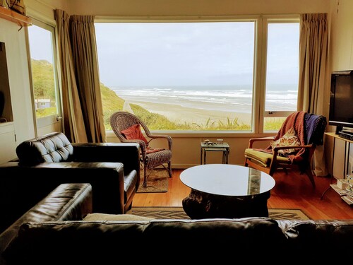 Sitting above beach with ocean views