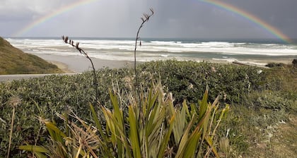 Sitting above beach with ocean views