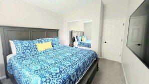 5 bedrooms, memory foam beds, iron/ironing board, travel crib