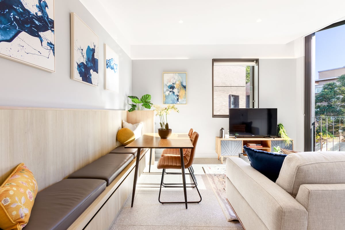 One Bedroom Apartment Open Plan | Living area | 49-inch Smart TV with digital channels, TV