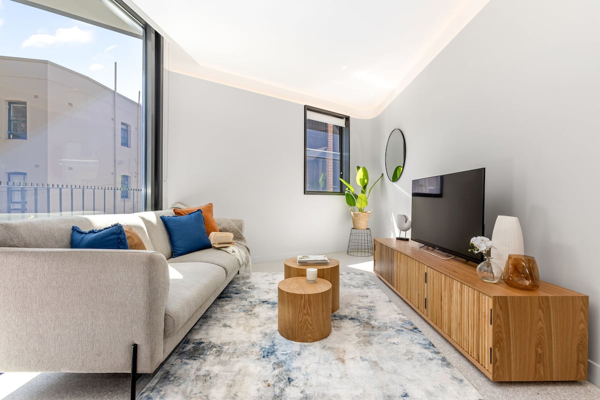 One Bedroom Apartment | Living area | 49-inch Smart TV with digital channels, TV