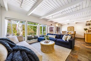 TV, fireplace, table football, offices - Creekside Wine Country Escape w/ Hot Tub + Game Room (Glen Ellen)