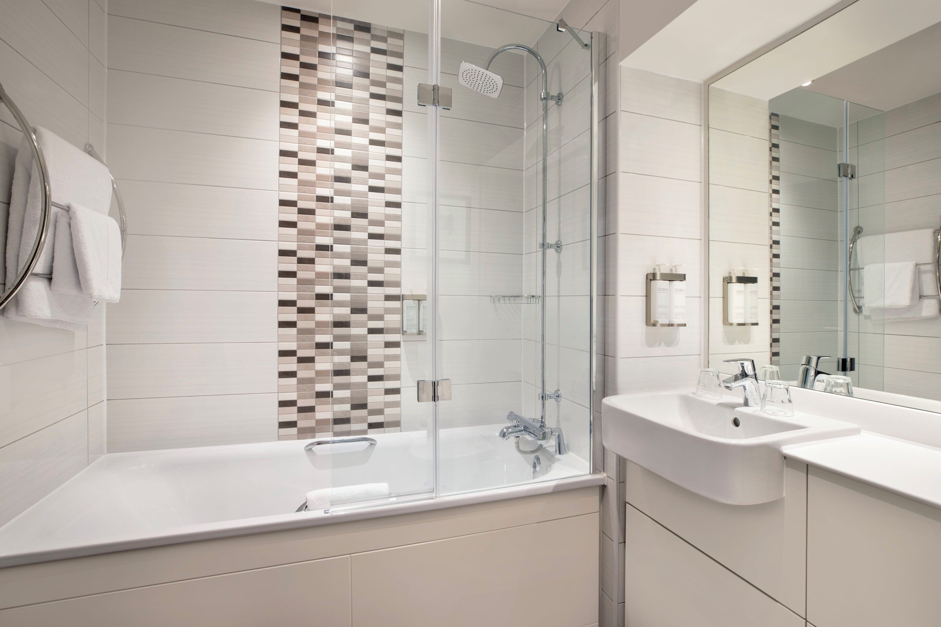 free toiletries, hair dryer, towels