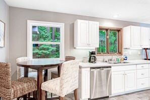 Fridge, microwave, oven, stovetop - Dog-Friendly Lakefront Home w/Fireplace, Stove, Lake View, Free WiFi, Deck (Tomahawk)