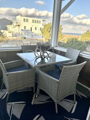 Dining - Direct Ocean Views from your bed & screened-in deck.Pet friendly! 2br 2bth (Dewey Beach)