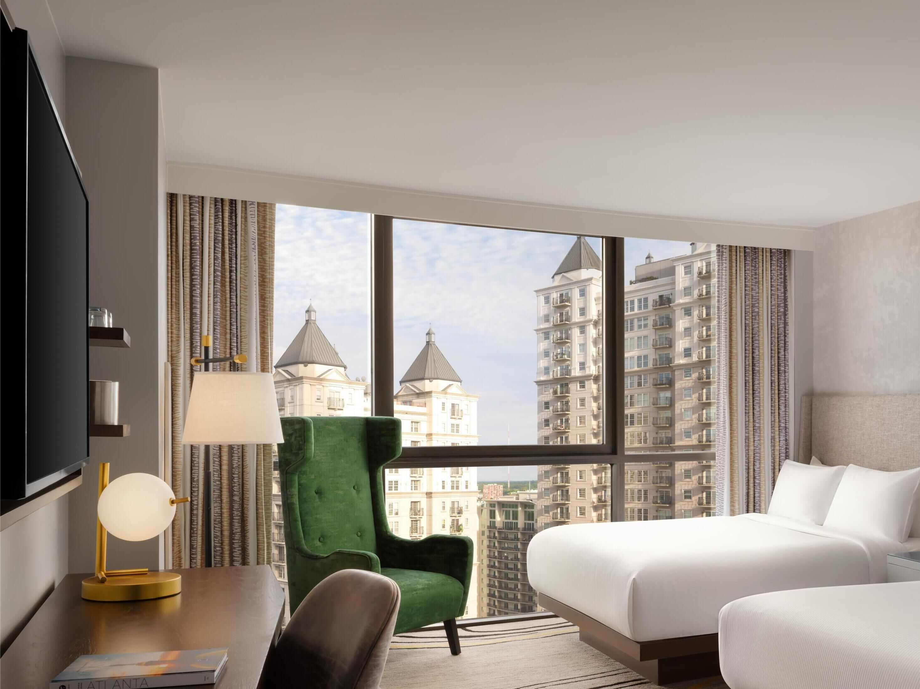 Premium bedding, down comforters, in-room safe, desk