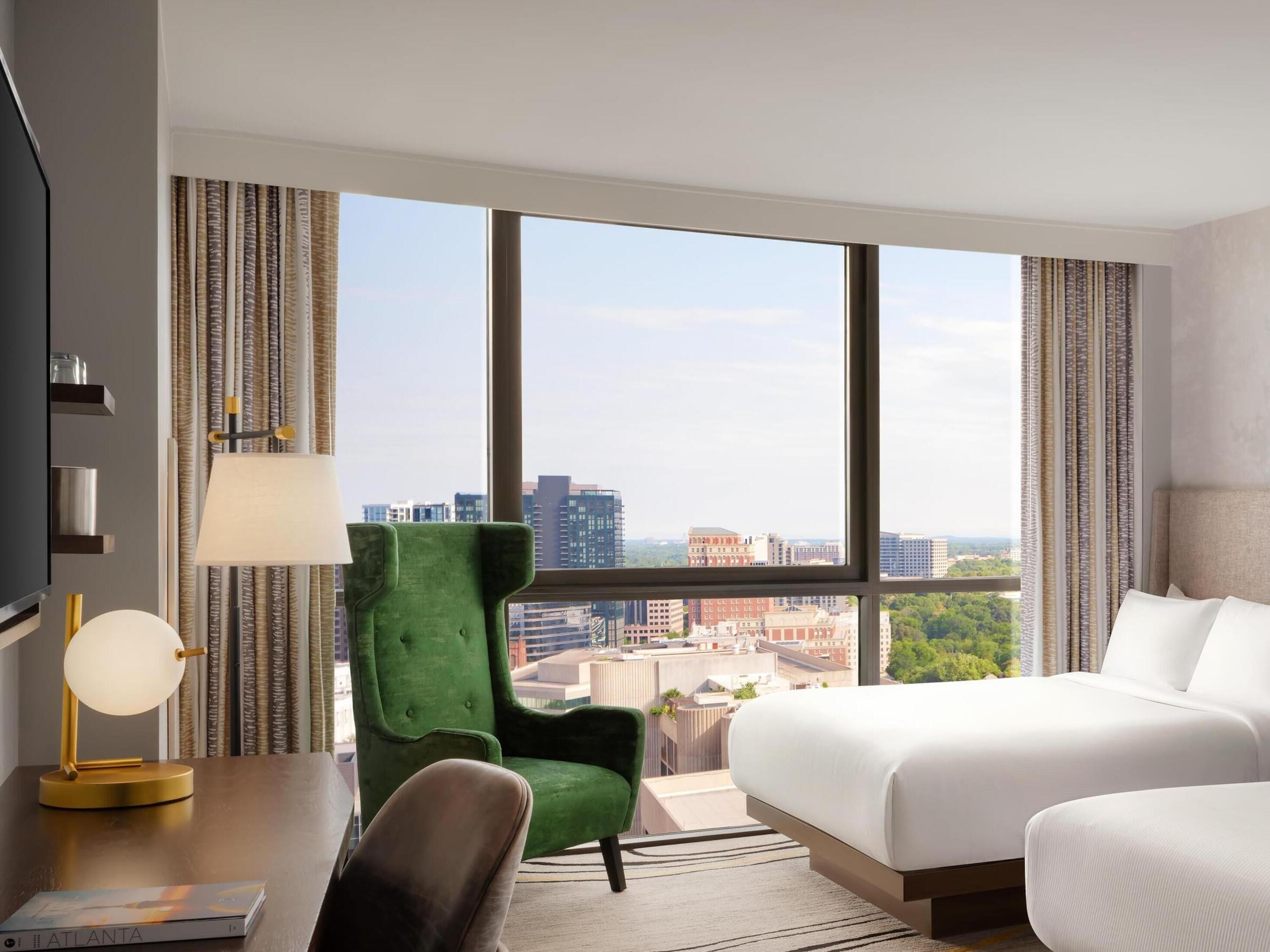 Premium bedding, down comforters, in-room safe, desk