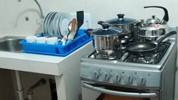 Fridge, microwave, oven, blender
