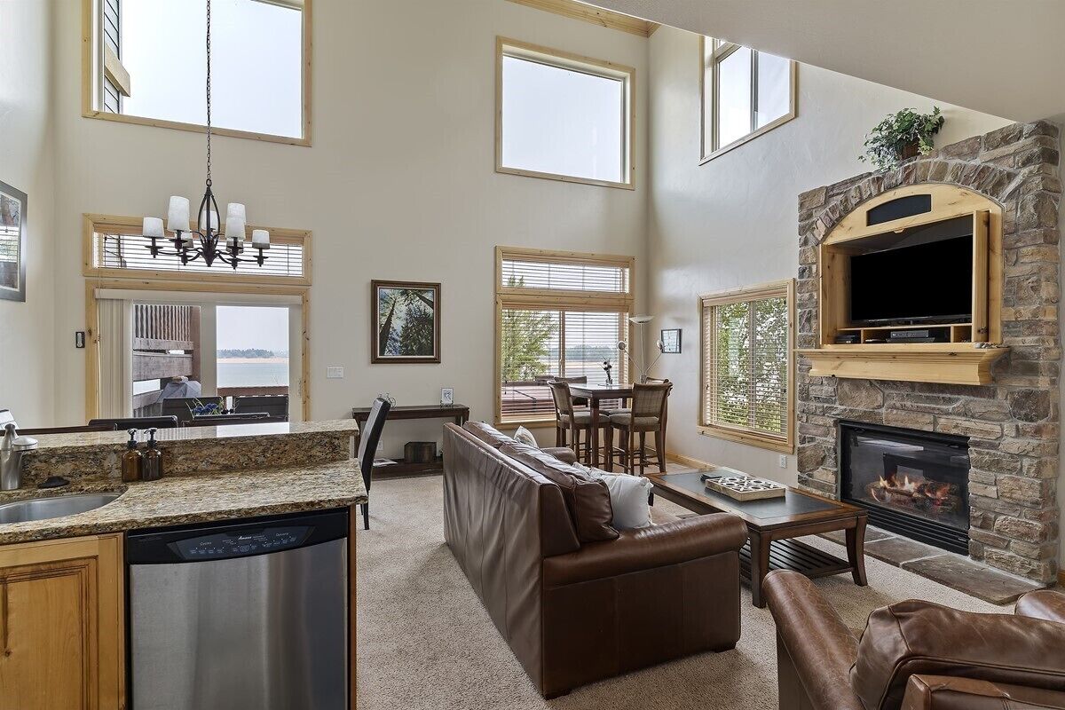 Smart TV, fireplace, foosball