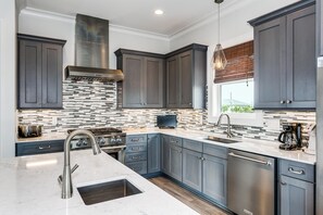 Fridge, microwave, oven, stovetop - Luxury Gulf View Home with Private Pool! Steps to the beach! (Pensacola Beach)
