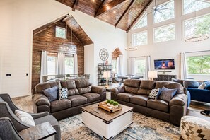 スマートテレビ、暖炉、テレビゲーム、ステレオ