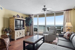 TV, DVD player - Oceanfront 3-bedroom, 3-bathroom Crescent Beach condo, private balcony | North Shore Villas - 904 (North Myrtle Beach)