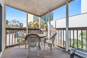 Outdoor dining - Ocean View Condo in Crescent Beach | Crescent Beach Villas - 108 (North Myrtle Beach)