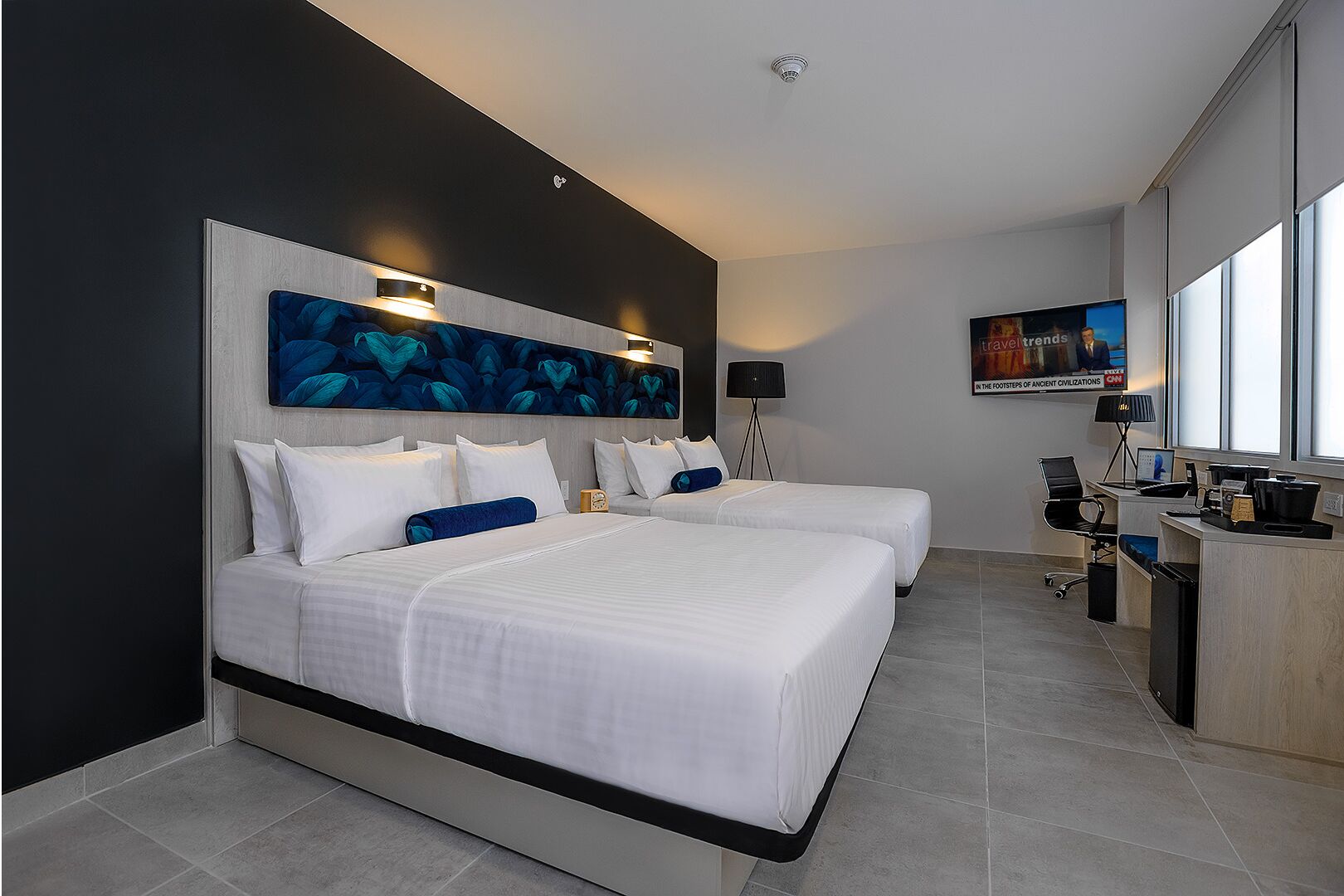 economy twin room, 2 queen beds | premium bedding, minibar, in-room safe, desk