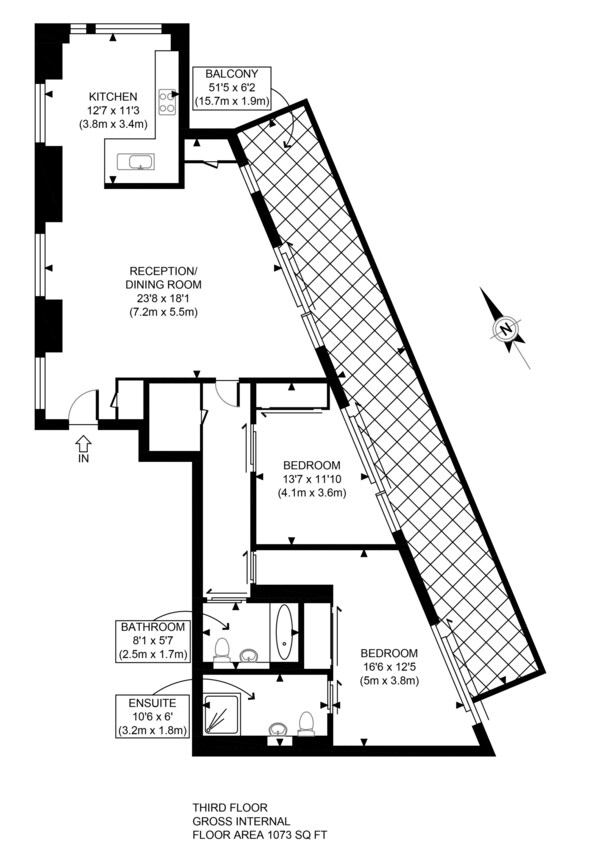 Apartment, 2 Bedrooms | Floor plan - Southwark Residences by Aeria Apartments (London)