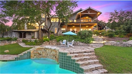 Outdoor pool. Luxury Lake Travis Retreat with Pool, Hot Tub & Stunning Views