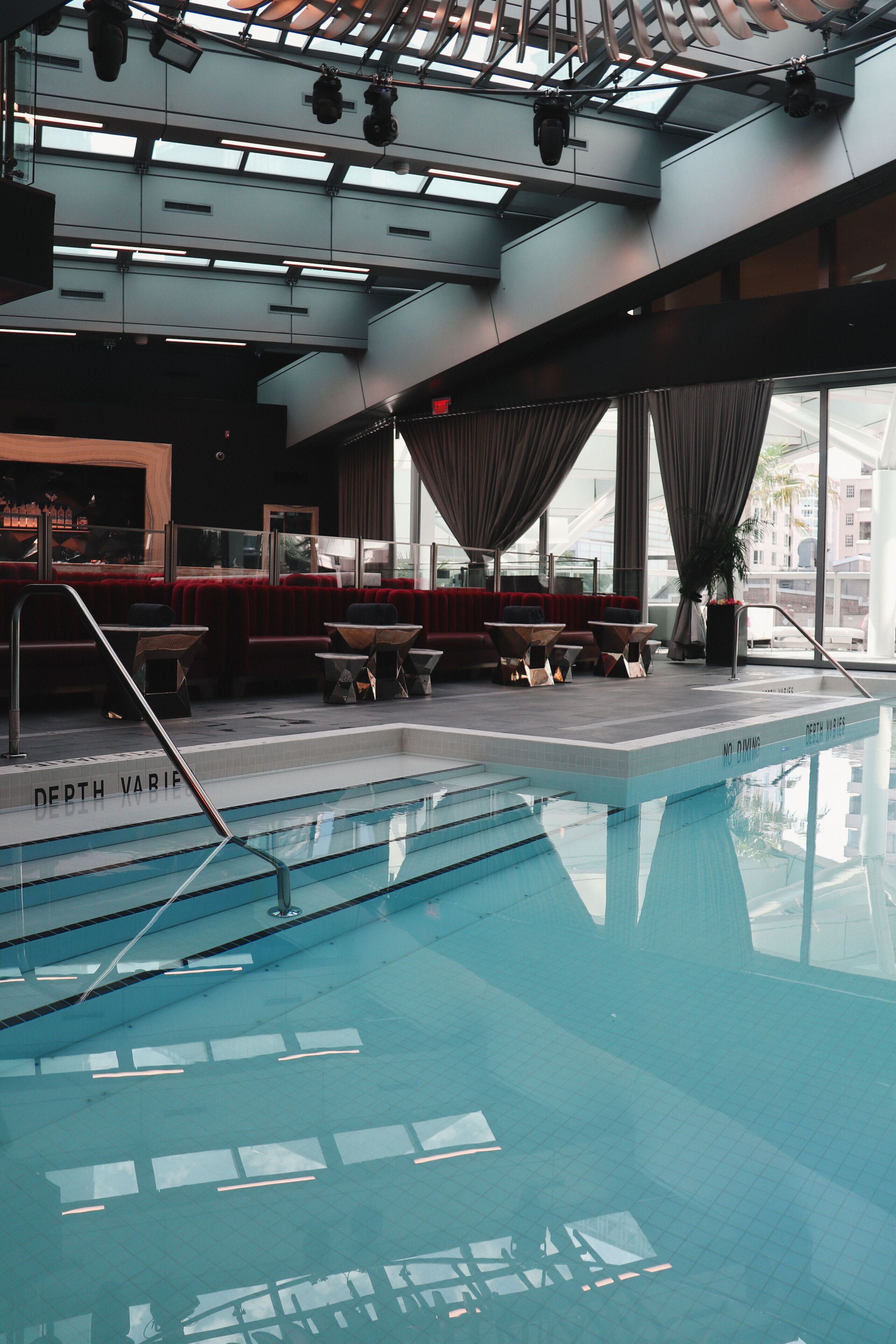 Indoor pool, open 7:00 AM to 7:00 PM, sun loungers