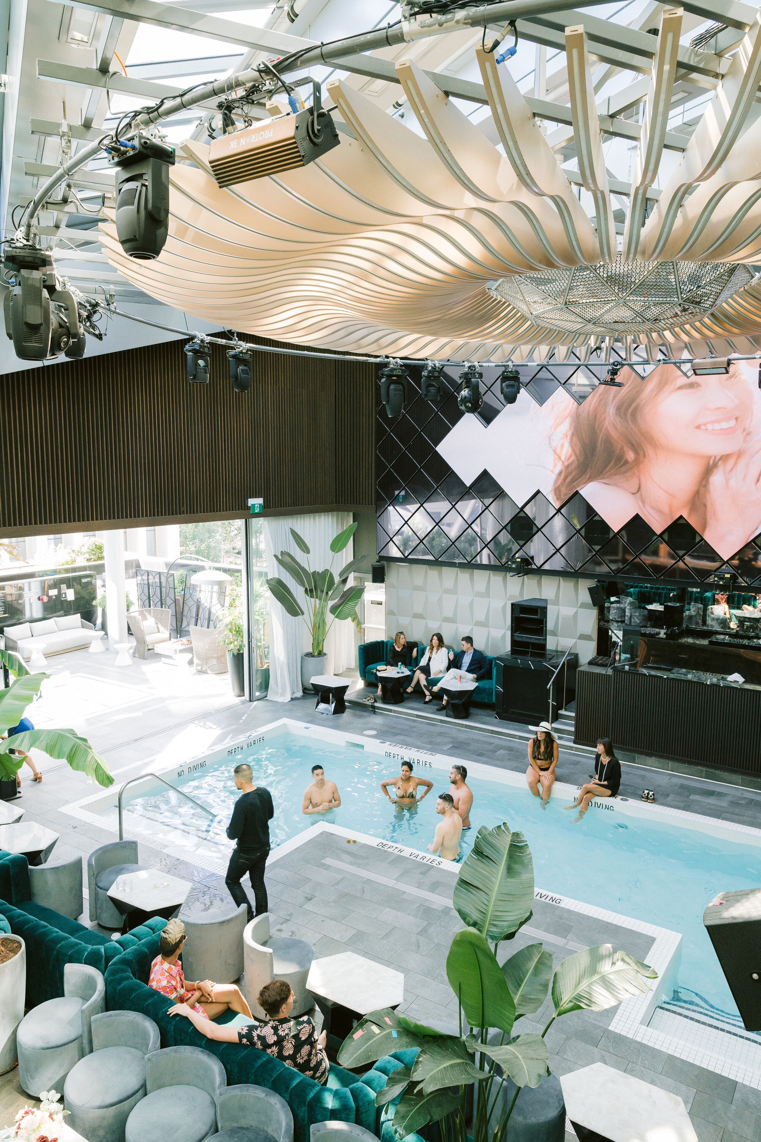 indoor pool, open 7:00 am to 7:00 pm, pool loungers