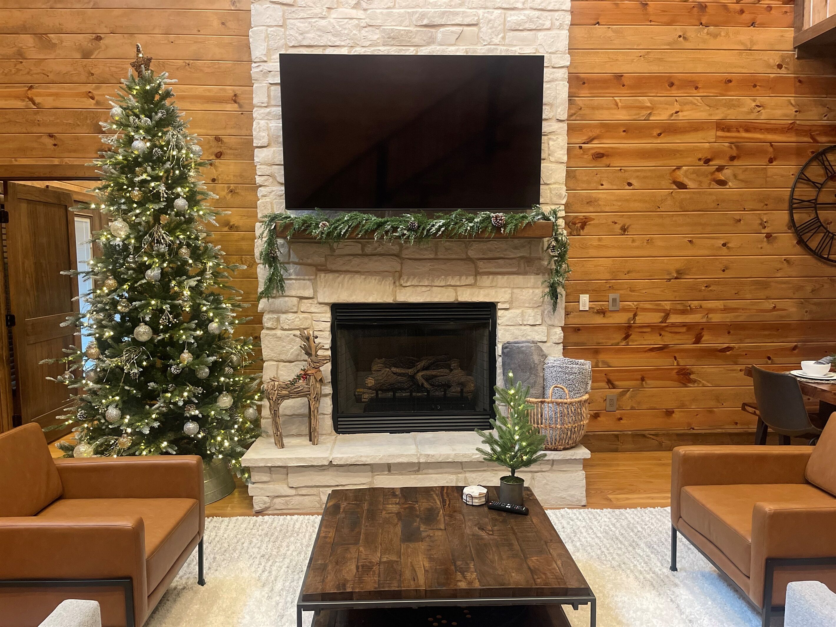 Smart TV, fireplace, video games