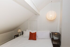 1 bedroom, desk, iron/ironing board, travel cot