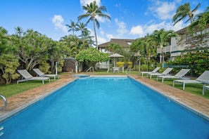 Outdoor pool, a heated pool - Boutique Condo with Contemporary Art: Steps from Scenic Poipu Beach Trail. (Koloa)