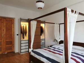 Bedroom one with double wardrobe