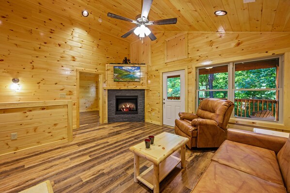 TV, fireplace, video games