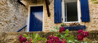 The little blue house in the medieval village