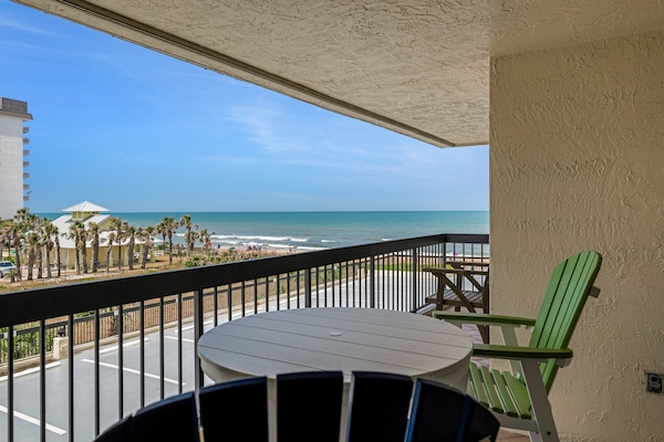 Welcome to The Ormondy B2, an oceanfront condo located on the peaceful no-drive sands of Ormond Beach—your perfect beachside getaway