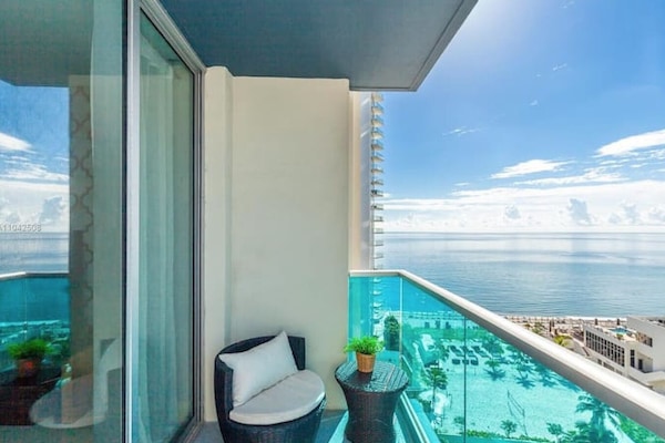 Outdoors seating area with Ocean Views.
