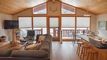 Televisión y chimenea