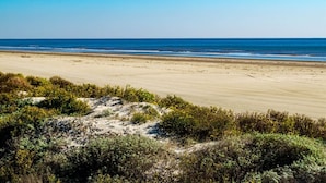 A beach with clear skies and calm waters.