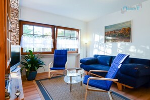 Fernseher, DVD-Player, Bücher