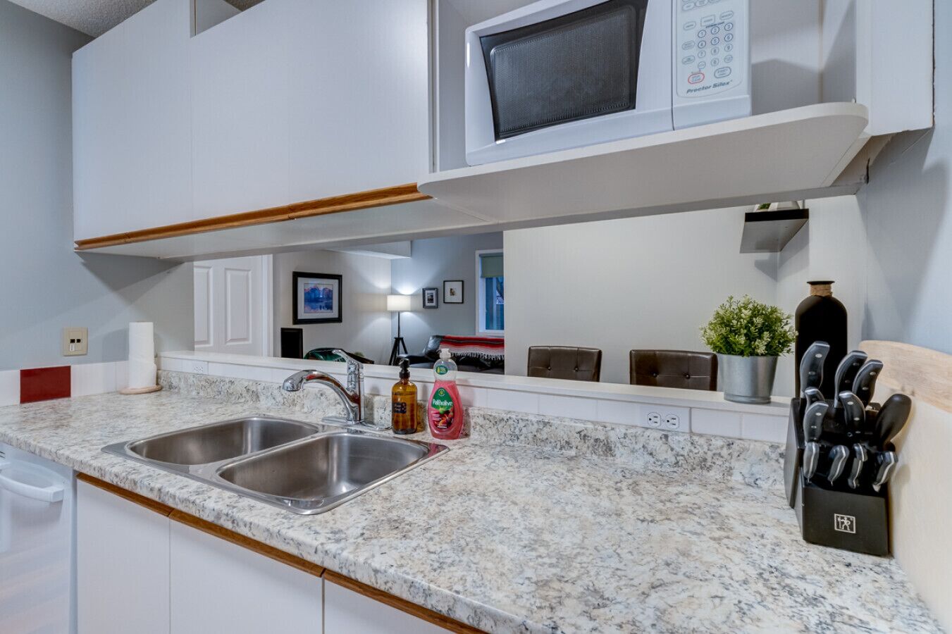 Frigorífico, microondas, horno y placa de cocina