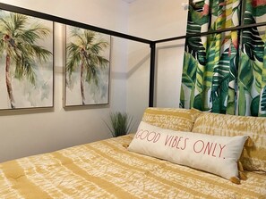2 bedrooms, blackout drapes, iron/ironing board, WiFi