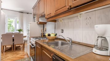 Fridge, oven, stovetop, dishwasher