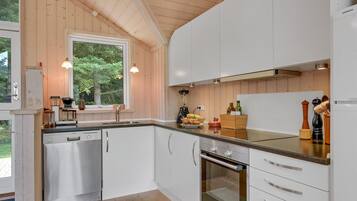 Frigorifero, piano cottura, lavastoviglie, macchina per tè/caffè