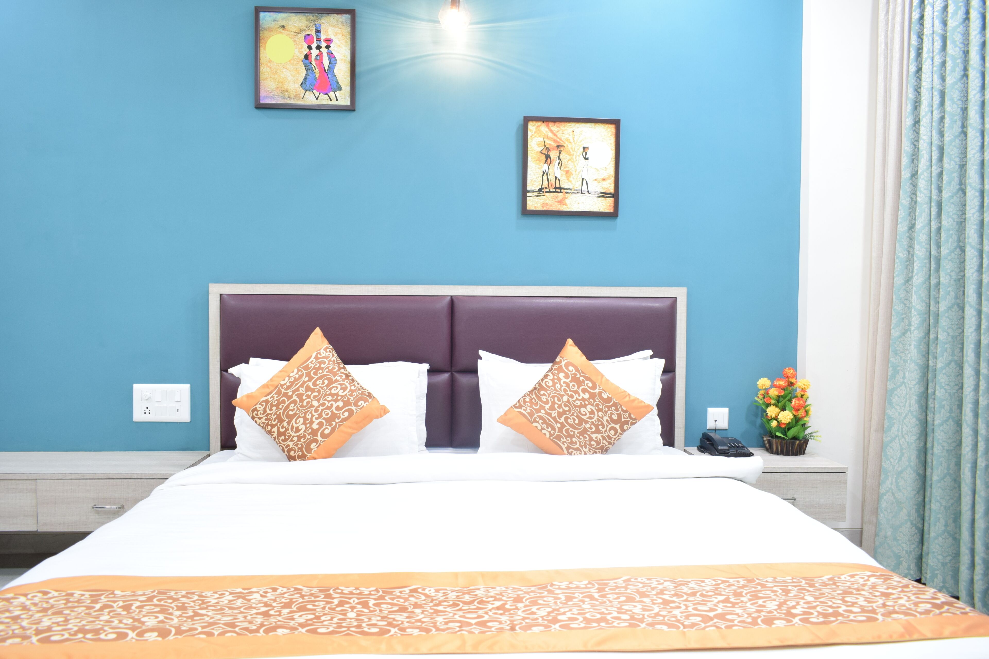 Desk, blackout drapes, rollaway beds (surcharge), WiFi (free)