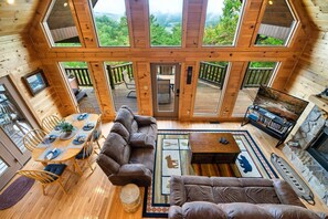 Smart TV, fireplace, video games, DVD player