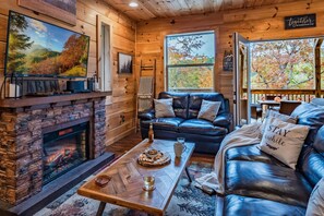 Smart TV, chimenea, reproductor de DVD, mesa de ping pong