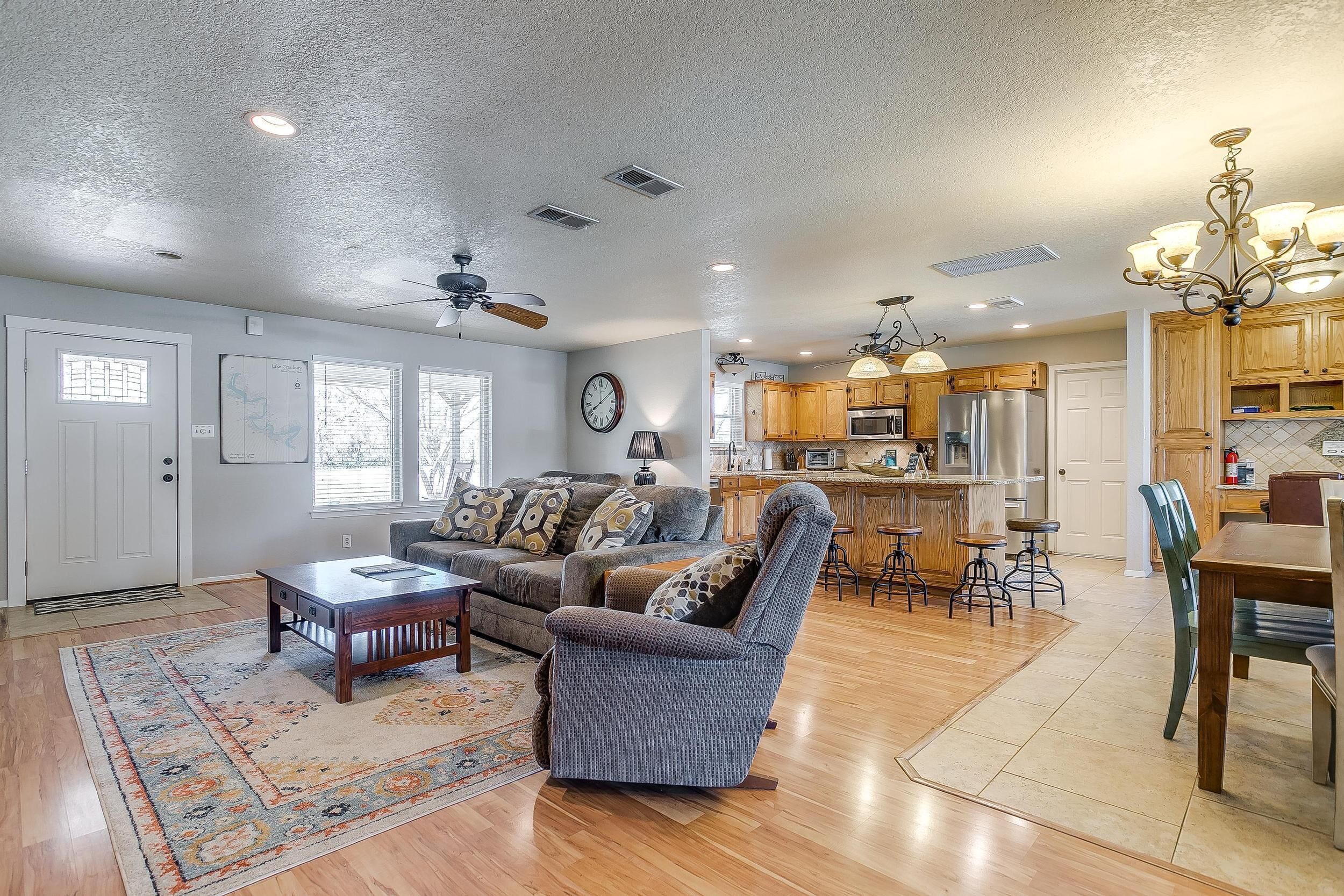 Smart TV, fireplace, video games, music library