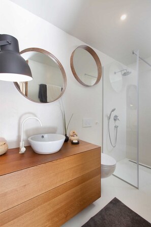 Ducha, secador de pelo y toallas